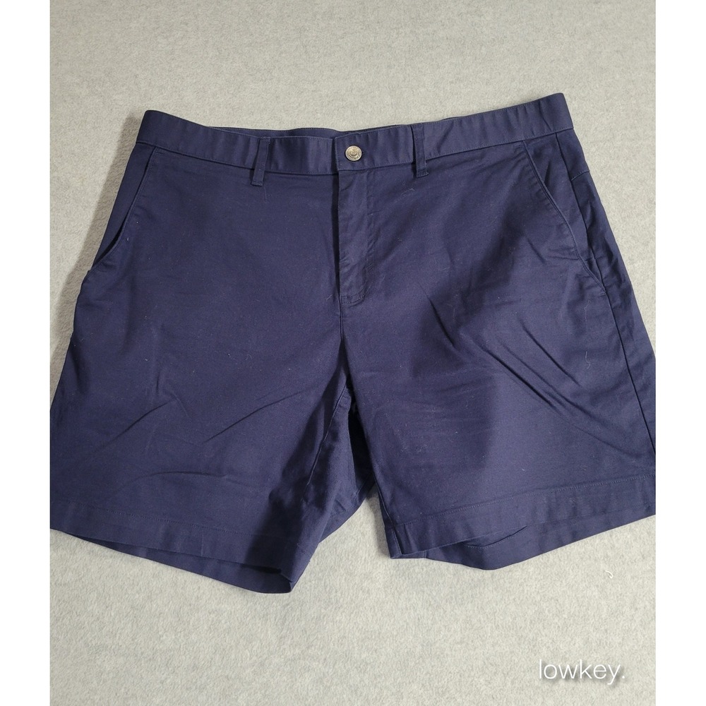 Fabletics One Short Mens 36 Navy Blue Cotton Blend Stretch Chino Gym